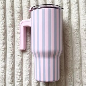 Hydrapeak Pink and Gray Striped 20oz Tumbler with Handle
